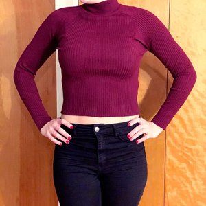 Maroon Turtleneck Crop